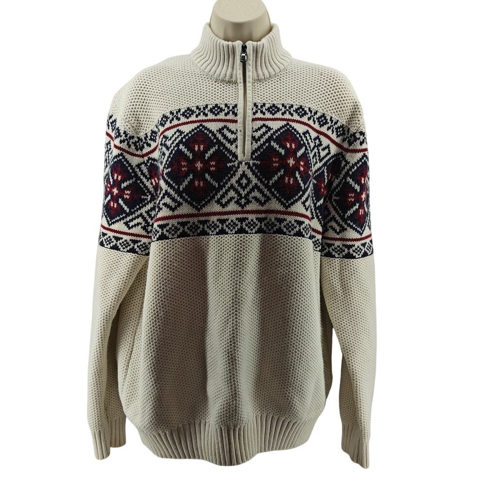 Izod Mock Turtle Neck Classic Mens 1/4 Zip Sweater Size Large